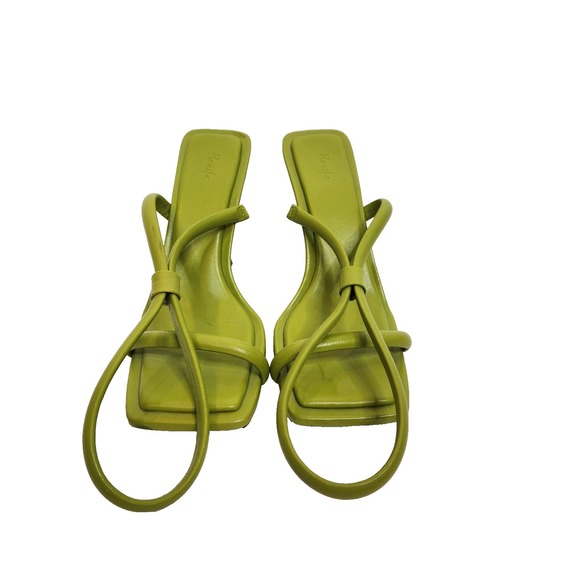 HANIFA Shoes Womens 8 38 Green Zeta Strappy Heel Sandals Square Toe Leather - Picture 4 of 14